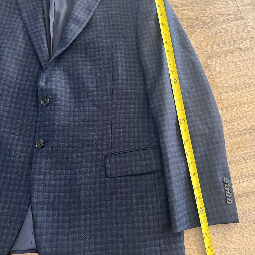 Jos A Bank Traveler Traditional Fit Blazer Suit Coat 46 Blue Plaid Check Stretch - Picture 5 of 12